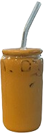 A jar of peanut butter with a straw in it.